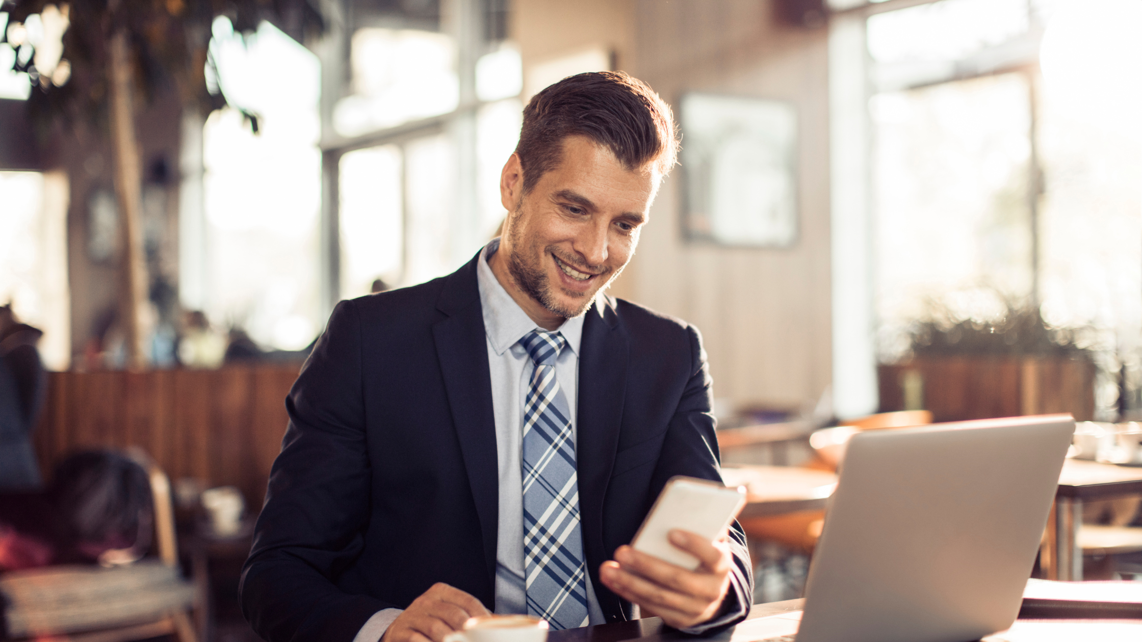 Man reading and smiling